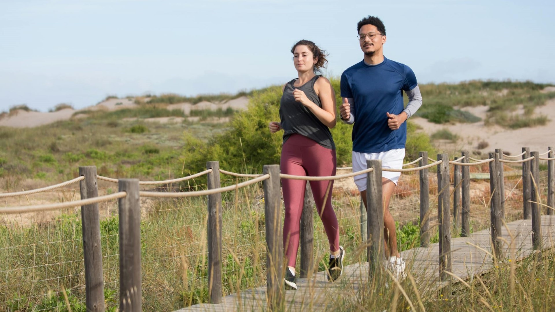 Man and woman jogging